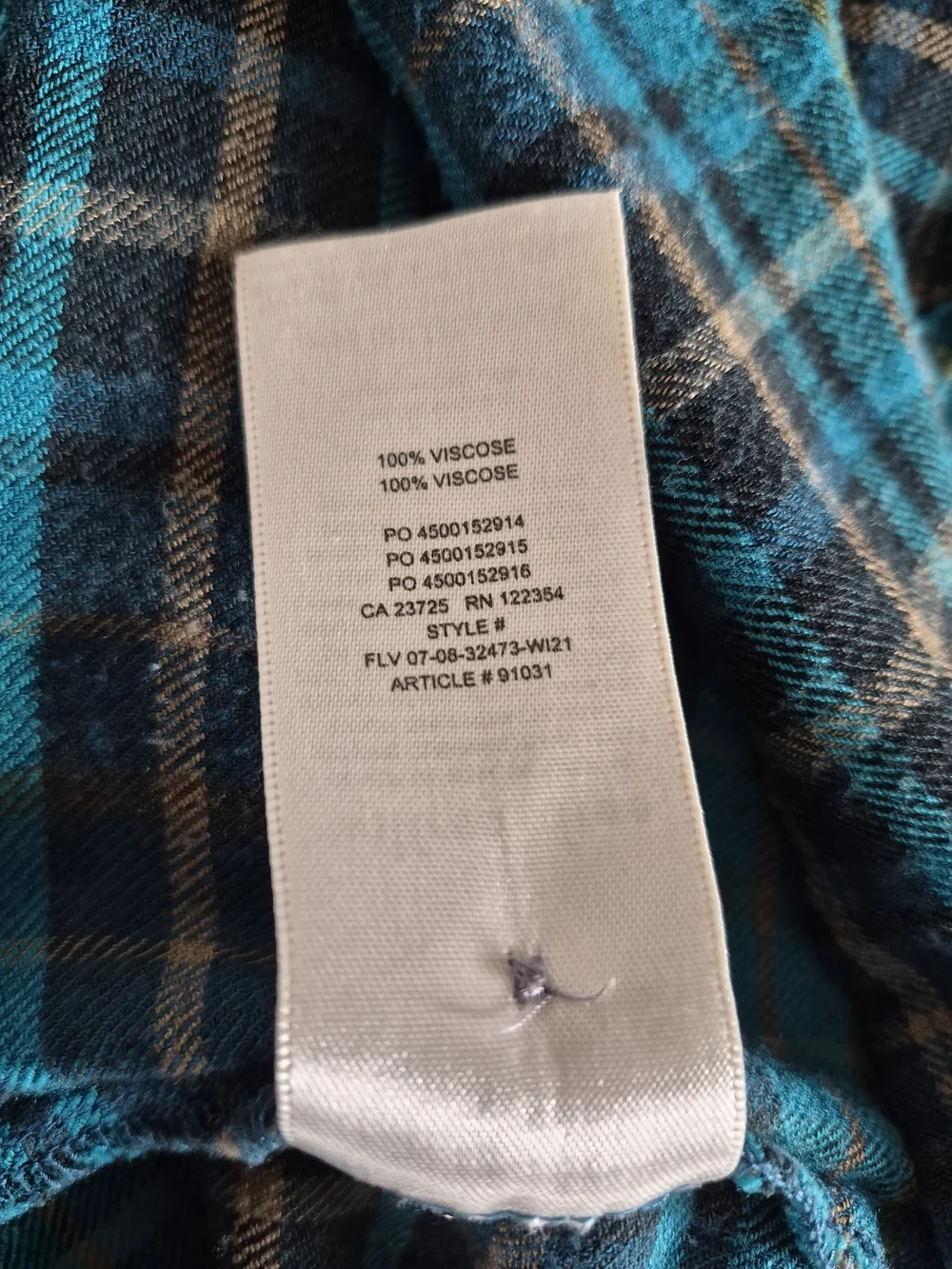 Wilfred Free Aritzia Teal Plaid Button Down Blouse Dark Academia Coquette Small - Picture 4 of 10